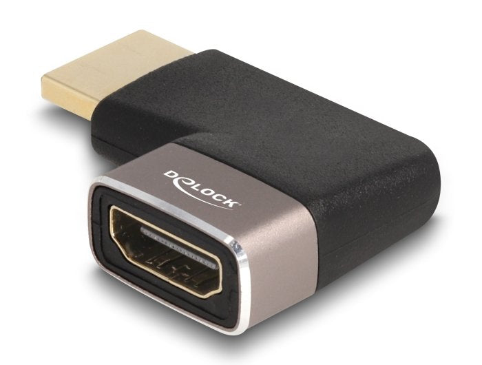 Delock HDMI Adapter Male a Female 90° Rechts Angular 8K 60 HZ Grey Metall