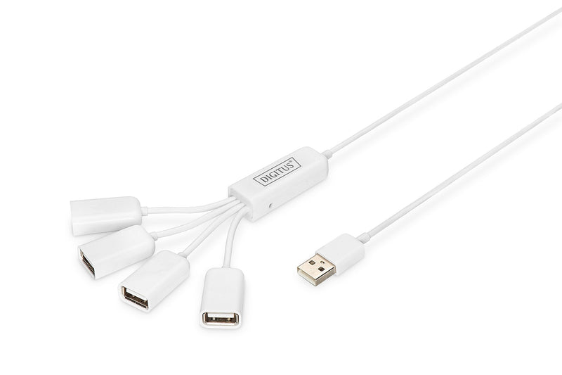 Digitus Hub Cable 4 Ports USB 2.0 White 0.80M DA-70216