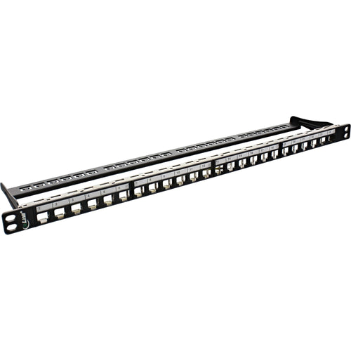 Inline Patch Panel Blank 19 24 Ports 0.5U Black Keystones RJ45 — image 1