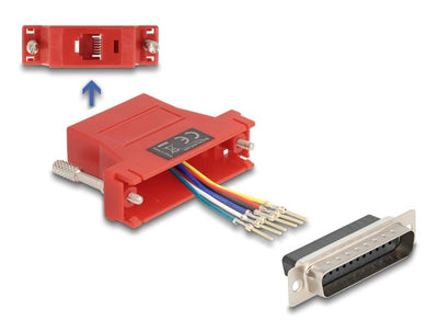 Delock D-sub 25 Pin Connector Male a RJ12 Connector Female Kit Assembly Red — image 1