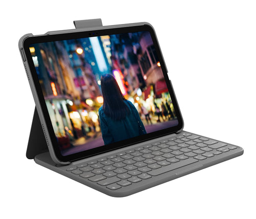 Logitech Slim Folio Box Of Keyboard And Folio Wireless Bluetooth Le Azerty French Grey Oxford Apple 10.9-INCH  — image 1