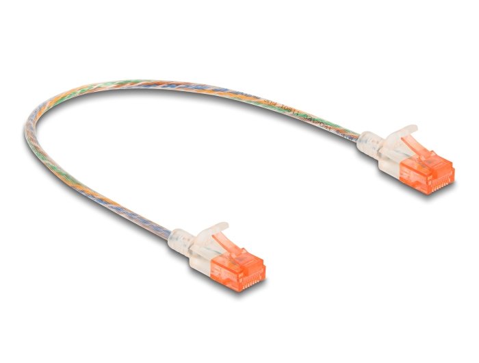 Delock RJ45 Network Cable CAT.6A U/UTP Slim 0,3M Transparent