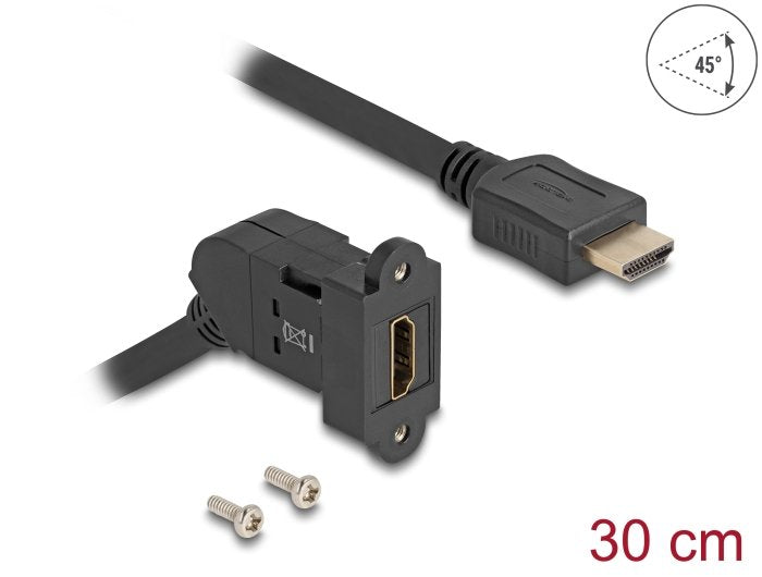 Delock HDMI Connector Female Recessed 45° Angulado/HDMI St 30CM 8K 60HZ