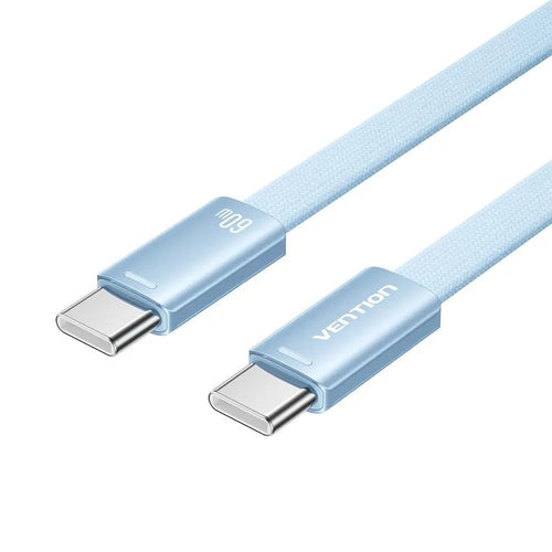 Vention Flat USB 2.0 USB-C M-m Cabl 3A Cable 2M Blue Aluminum — image 1