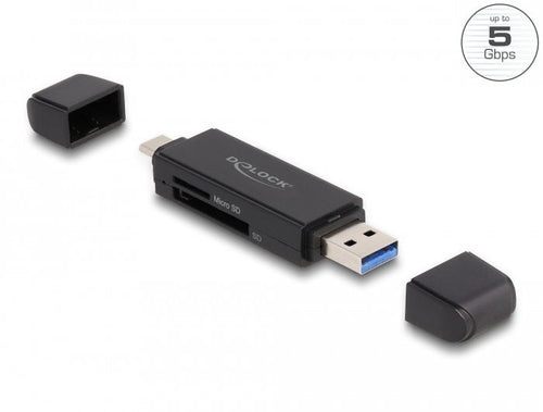 Delock Card Reader External Superspeed USB 5Gbps USB Type-c™ / Tipo-a Cards Memory SD And microSD — image 1