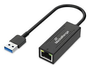 Mediarange USB-A Netzwerkadaper With RJ45 Port, 20CM, Sw — image 1