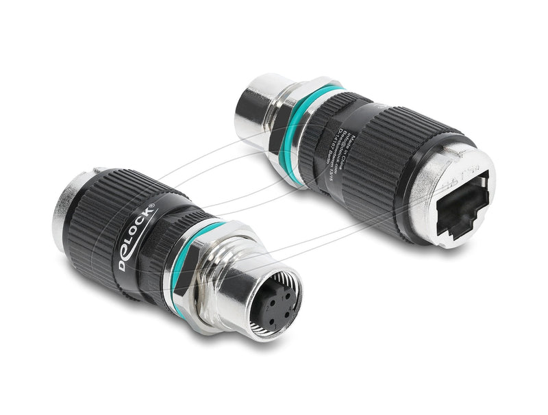 Delock M12 Adapter D-kodiert 4 Pin Bu a RJ45 Bu Recto