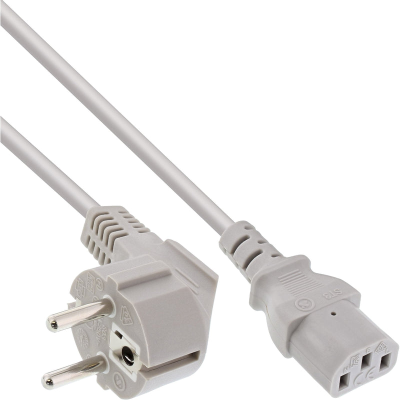 Inline Cable Power , Schutzkontakt Ángulo a 3 Pines IEC C13, Grey 0,5M