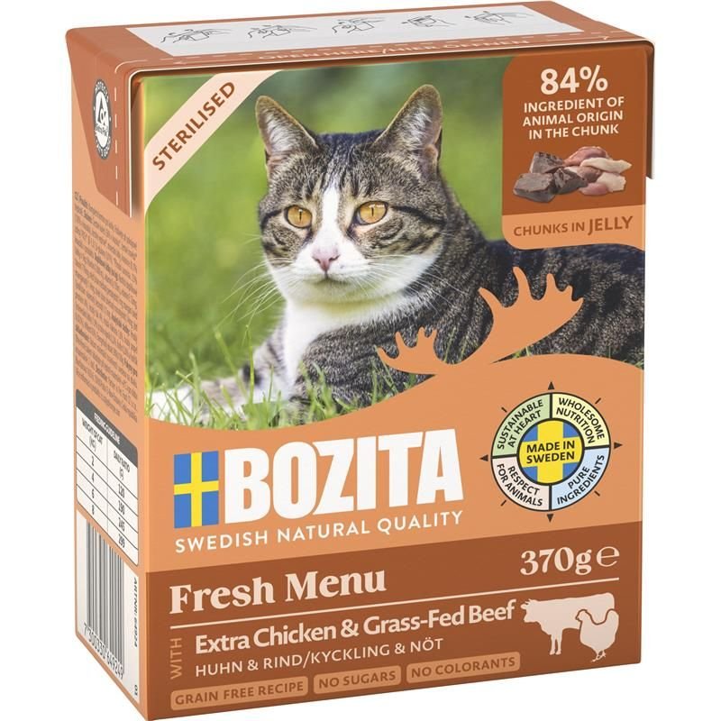 Bozita Comida Húmeda Gatos Fresh Menu Sterilised Extra Chicken With Beef 370G