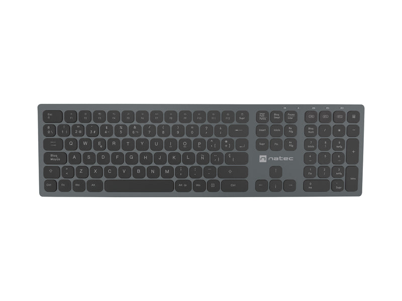 Natec Keyboard Spanish NKL-1830 RF Wireless + Bluetooth QWERTY Black Grey