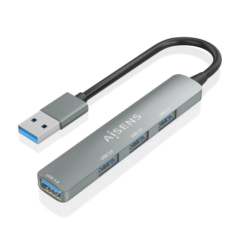 Aisens Hub USB 3.0 Aluminium 1XUSB3.0A/H+3XUSB2.0A/H, Grey 10CM