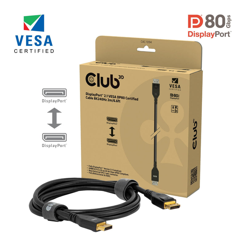 Cable CLUB3D CAC-1094 DisplayPort 2M Black