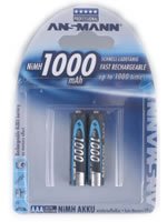 Ansmann 1X2 Nimh Rechargeable Battery 1000 Micro Aaa 950MAH