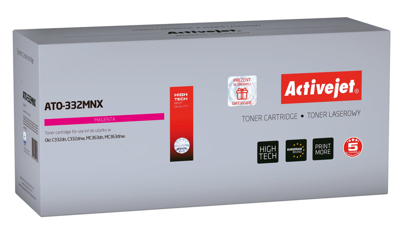 Activejet Toner ATO-332MNX (reemplazo Oki 46508710 - Supreme - 3500 Páginas - Magenta