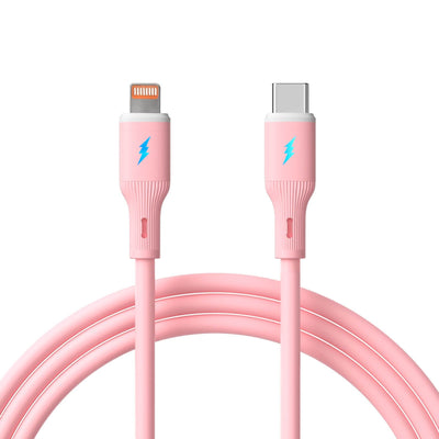 Akyga USB Cable AK-USB-71 USB Type-c M Lightning M Ver. 2.0 30W 1M Pink Silicone — image 1