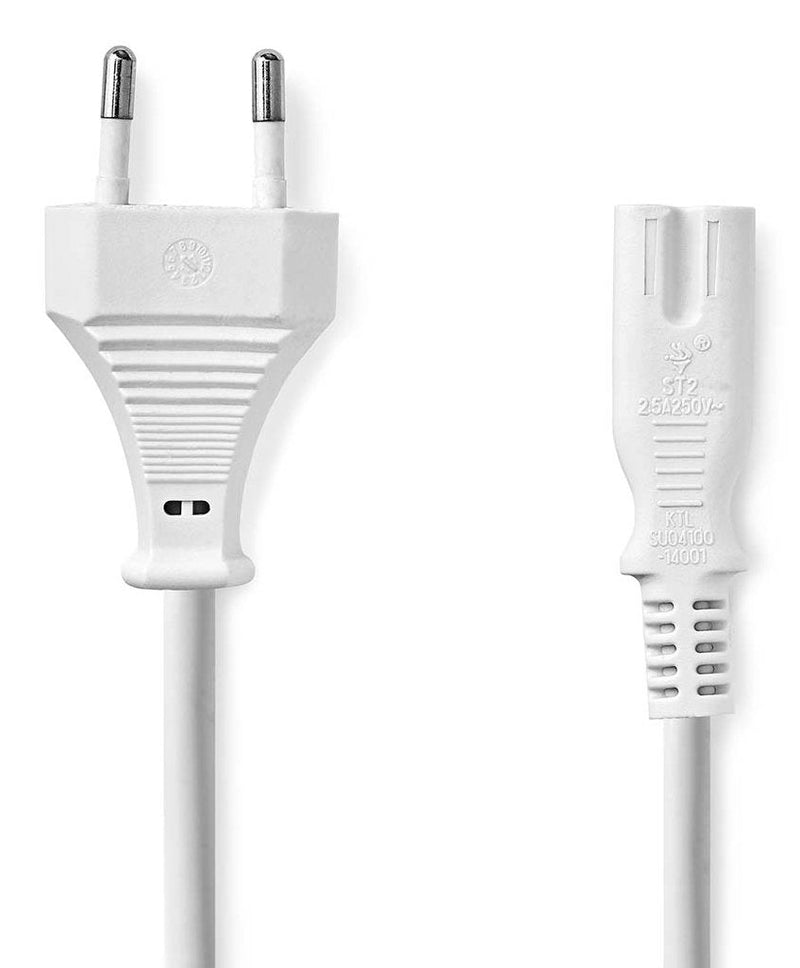Nedis Cable Power - Euro Männlich IEC-320-C7 3.00M Gerade Vernickelt Flach Pvc White Label