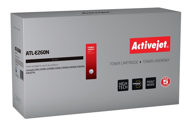 Activejet Toner ATL-E260N (reemplazo Lexmark E260A11E - Supreme - 3500 Páginas - Black
