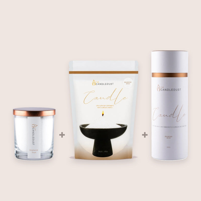 Diamond Dust Size Trio, 160g Candle + 350g Refill + 650g Tube