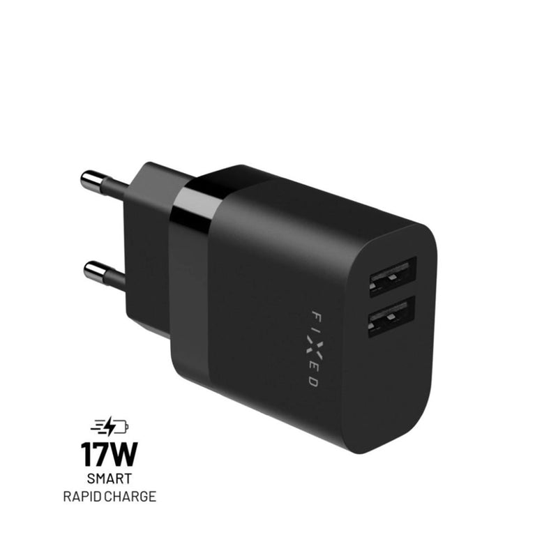Travel Charger Fixed Double USB 17W Black