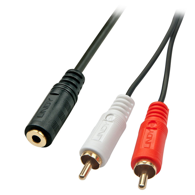 Lindy 35677 Cable Audio 0.25M 2 X Rca 3.5MM Black, Network White