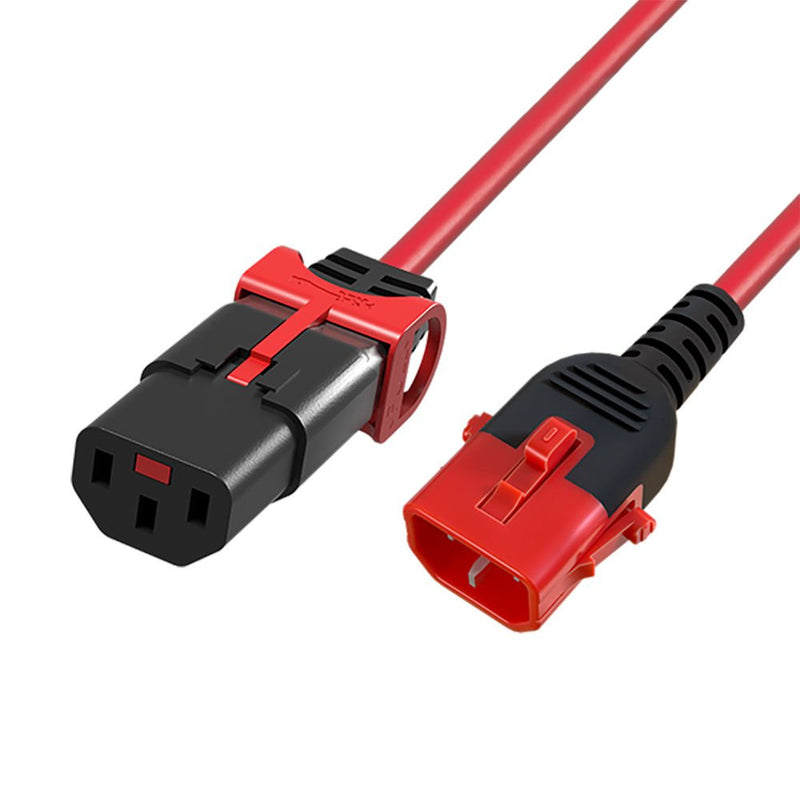 Powercord C13 IEC Lock + - C14 IEC Lock Dual Locking Red 2M, PC3615