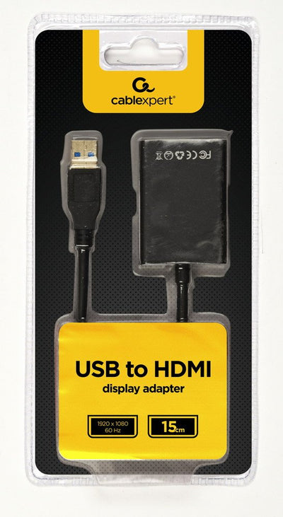 Gembird Adapter USB 3.0-HDMI 0.15M Black — image 1