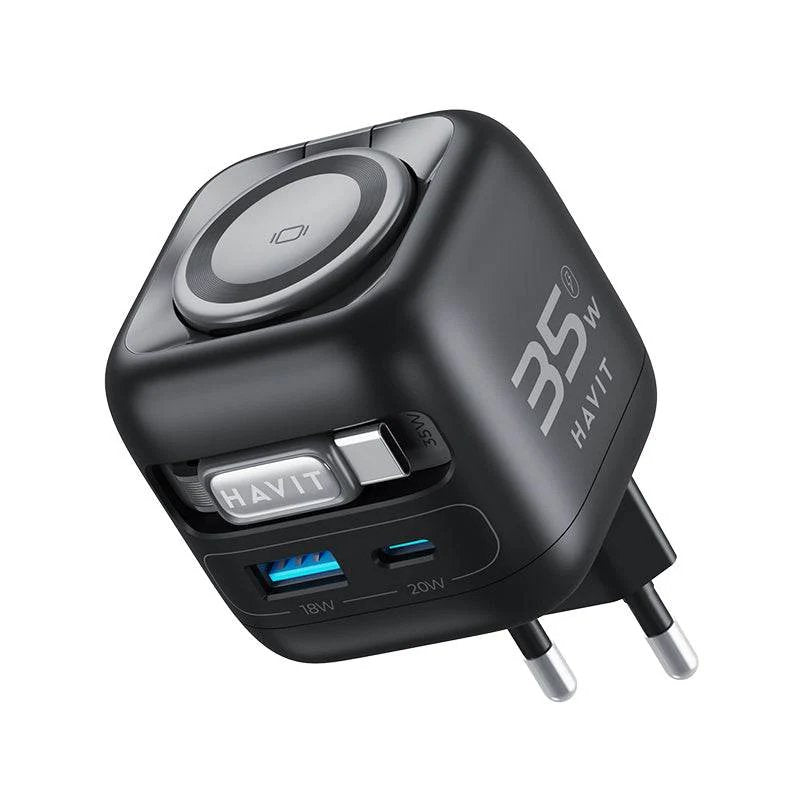 Havit Charger UC250 A-eu Travel GaN With Cable Extendable Black