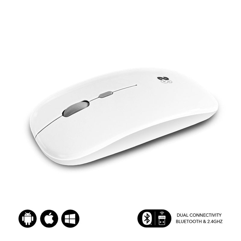 Subblim Wireless Mouse Bluetooth Dual Flat Battery Rechargeable Up To 1600 DPI White