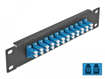 Delock 10 Patch Panel Fibre Optic 12 Ports Lc Duplex Blue 1 U Black — image 1