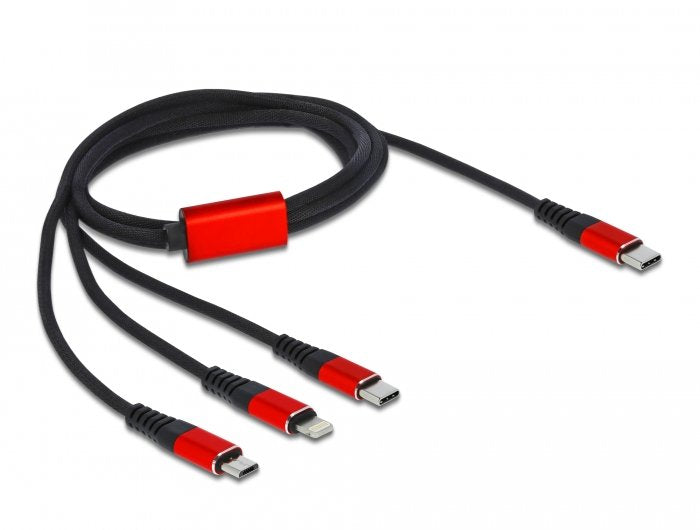 Delock Cable Charging USB 3 1 USB Type-c™ a Lightning™ / Micro USB / USB Type-c™ 1M