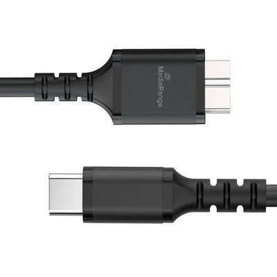 Mediarange Cable Charging Micro-b a USB-C USB 3.0 0.5M, Sw