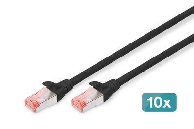 Digitus 10X Network Cable CAT.6 S/FTP S-STP 0.25M Black — image 1