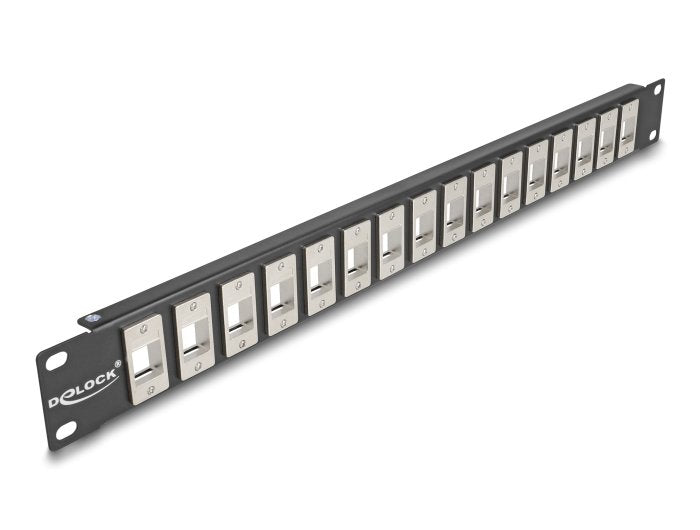 Delock 66758 19 Keystone Patchpanel 16 Port 1 He Black
