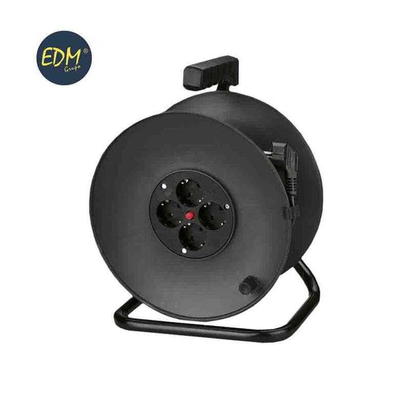 EDM Enrollacables With Protector Thermal 3X1,5MM 50M 4 Sockets