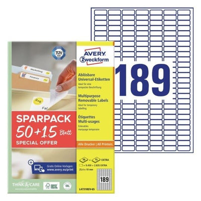 Avery Zweckform Labels 25,4 X 10,0MM, White — image 1