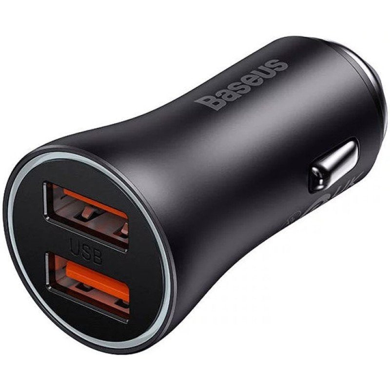 Baseus Car Charger 60W 2 Ports (usb) Golden Contactor Pro Auto Grey Oscuro CGJM000013