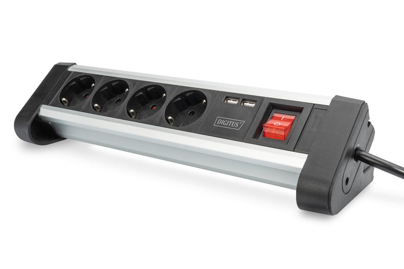 Digitus DA-70614 Base Múltiple 1,5M 4 Salidas AC Indoor Black Silver