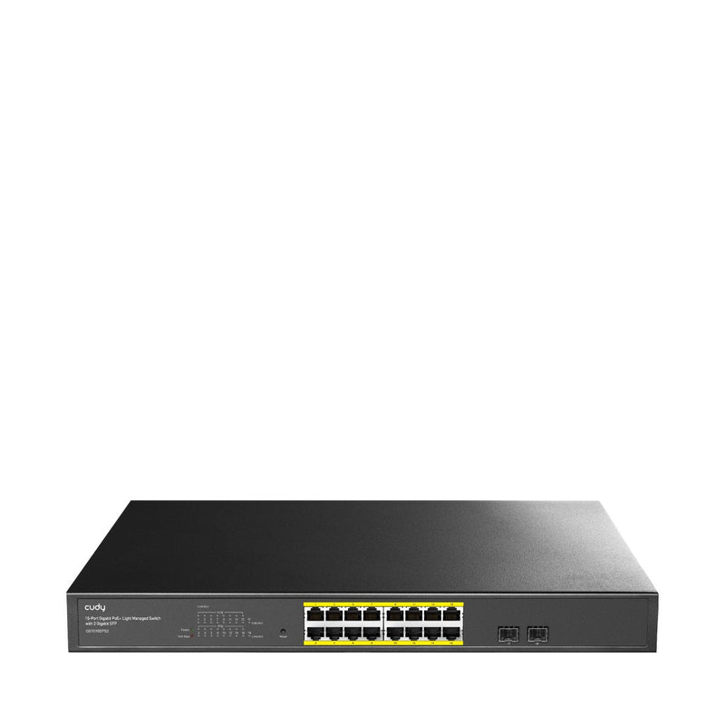Cudy Switch Administrado 18 Ports - Capacity Conmutacion 36Gbps - 16x RJ45 PoE + - 2X Gigabit Sfp - Reinicio