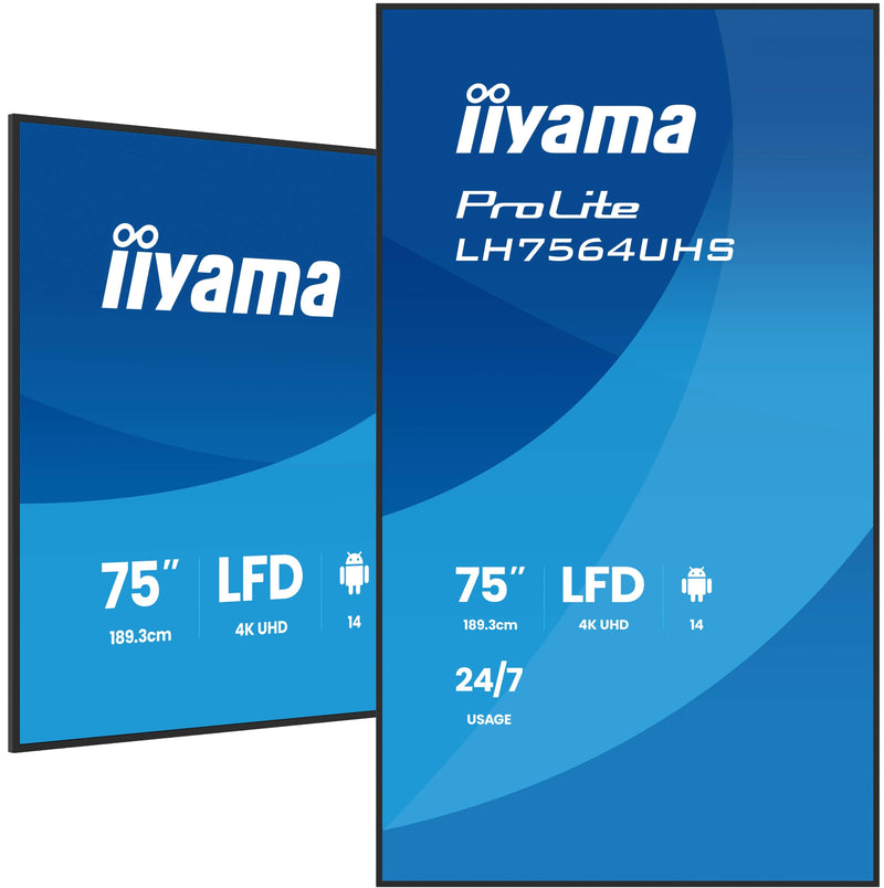 Iiyama LH7564UHS-B1AG Screen Señalización Screen Plana Señalización Digital 190,5CM (75) Wi-Fi 500 Cd / M² 4K