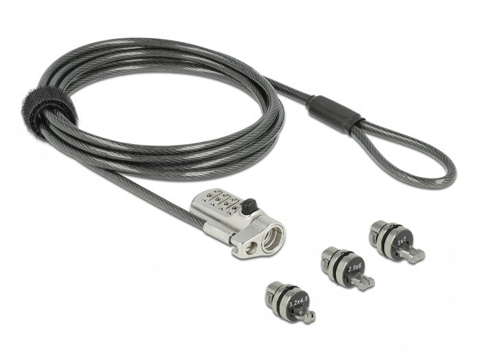 Navilock Notebook Cable Security With 3 Verriegelungskpfen And Padlock Combinación Fr Kensington, Noble Wedge