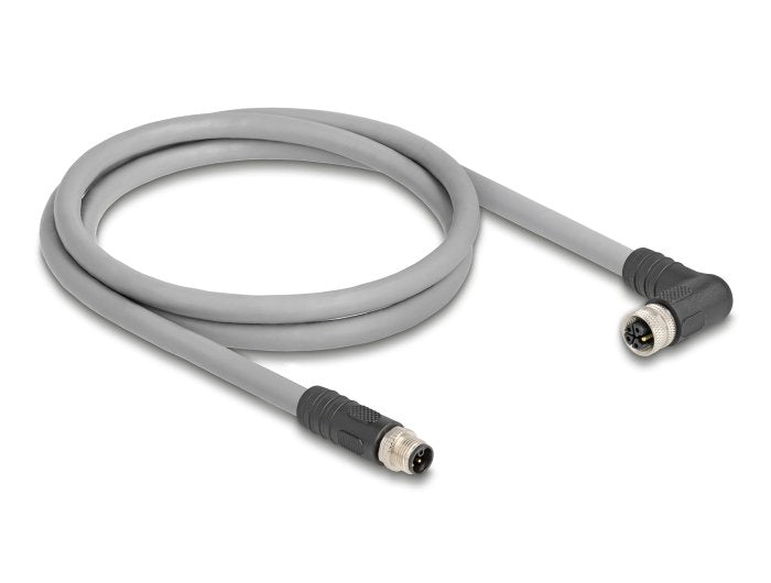 Delock M12 Cable L-kodiert 5 Pin Connector Male Recto a Connector Female Derecha Angulado Pur Schleppkettentau