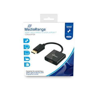 Mediarange MRCS177 Adapter Cable Vídeo 0,2M DisplayPort HDMI Black — image 1