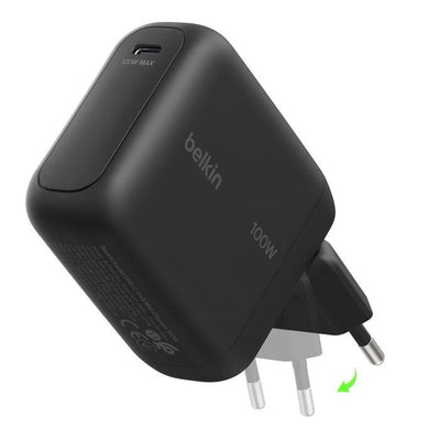Belkin 100W 1C GaN Wall Charger Bk Foldable Eu Plug — image 1