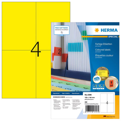 Herma Labels A4 Yellow 105X148 Mm Paper Matte 400 Units — image 1