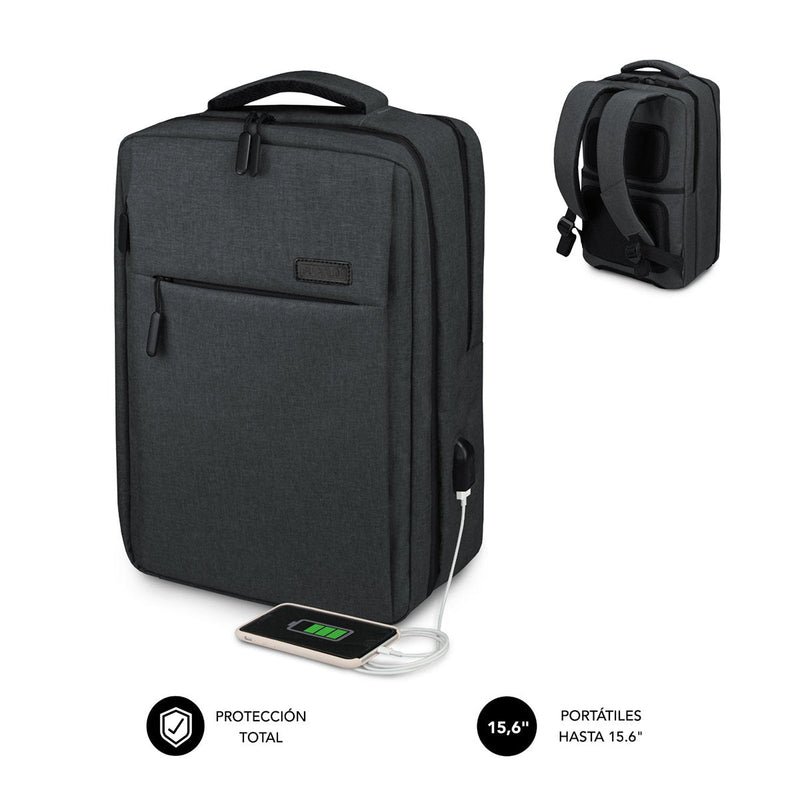Subblim Backpack Traveller Airpadding Backpack Laptops Up To 15.6'/ Port USB/ Grey