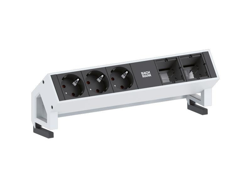 Bachmann Power Strip Desk 2 Base Múltiple 0,2M 3 Salidas AC Black White