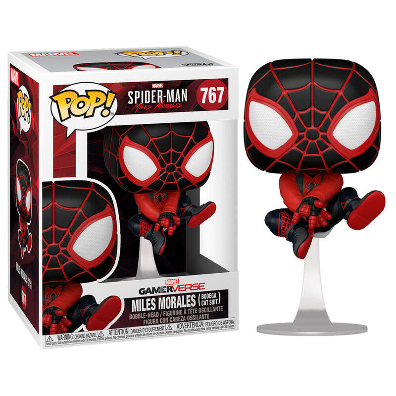 Figura Pop Marvel Spiderman Miles Morales Bodega Cat Suit