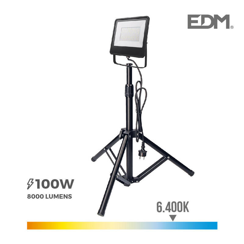 EDM Foco Projector LED With Tripod 100W 6400K