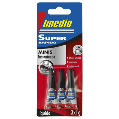 Imedio Super Fast Glue Instantaneo Pack 3 Tubos 1GR - Transparent - Multimaterial — image 1