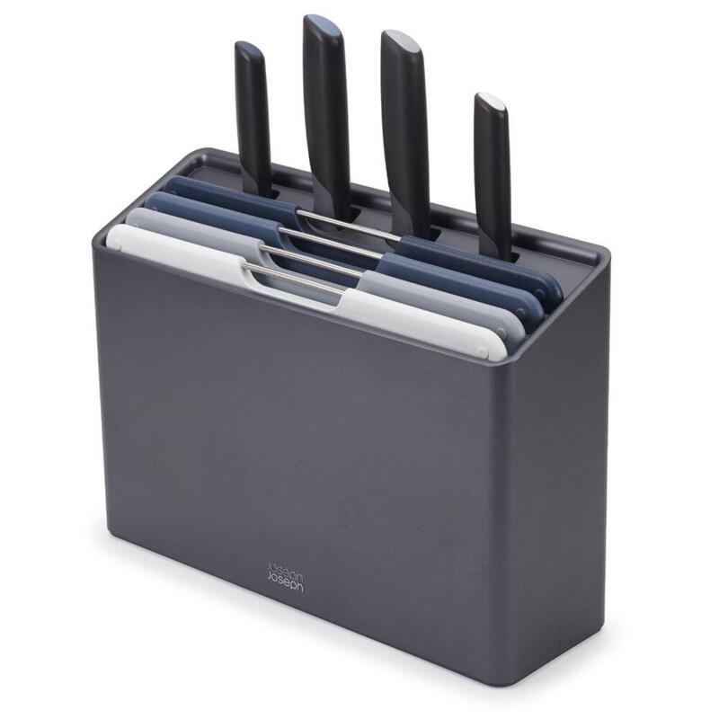 Joseph Folio Plus 8-PIECE Grey Knife & Chopping Board Set